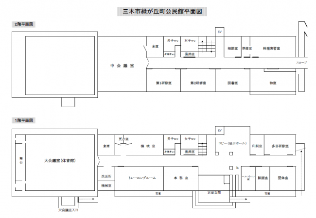 緑が丘町公民館の平面図