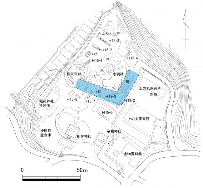 三木城本丸跡　発掘調査位置図