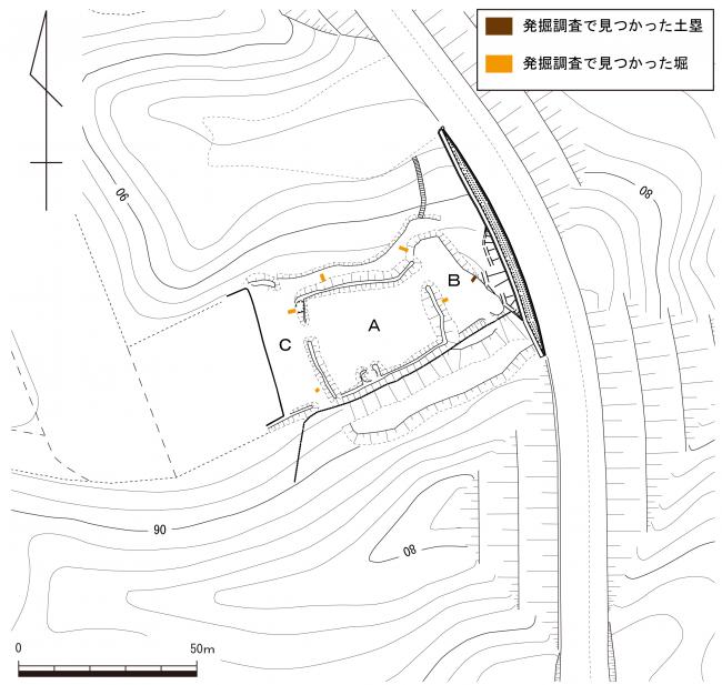 シクノ谷峯構付城跡　測量図