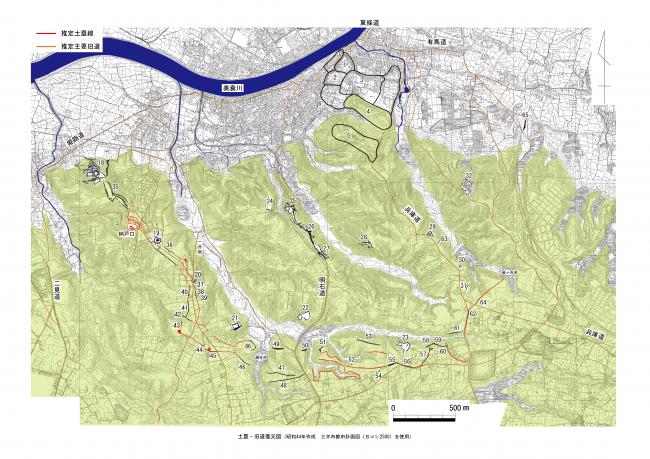 多重土塁・旧道復元図12500