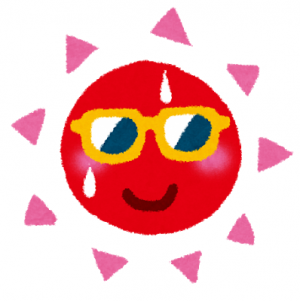 太陽　汗　サングラス