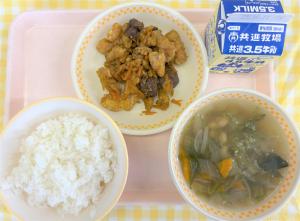 30日鶏とレバーのカレー和え